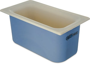 Carlisle CM1102C1402 Coldmaster CoolCheck 6" Deep Third-Size Insulated Food Pan, 4 Quart, Color Changing, White/Blue