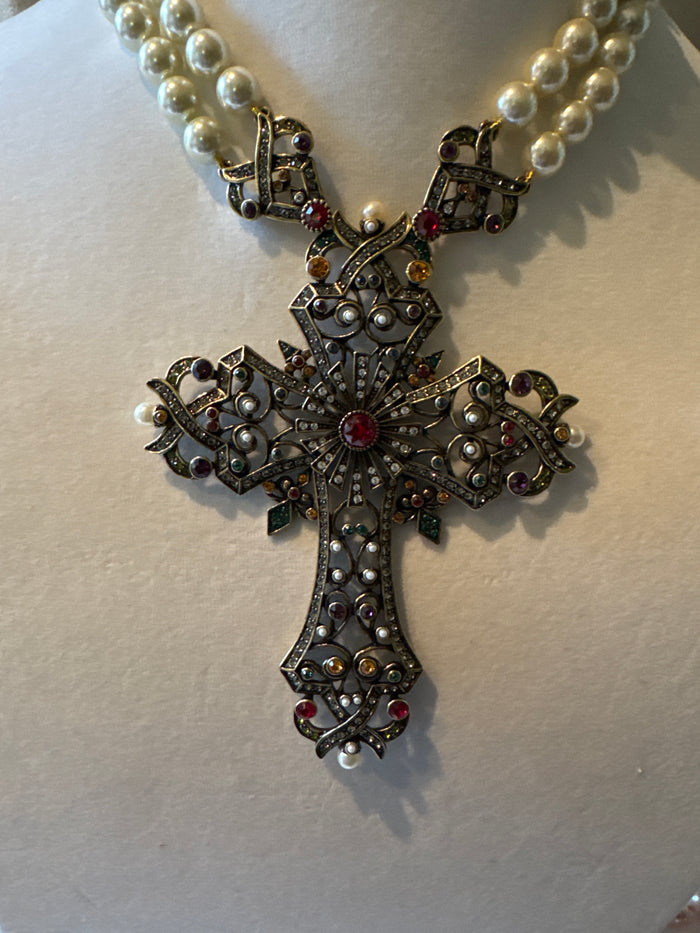 Heidi Daus Signed Cross Necklace