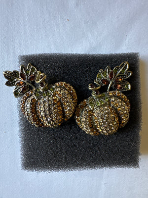 Heidi Daus Signed Pumpkin Earrings (clips)