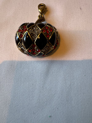 Heidi Daus Signed Orange And Black Harlequin Pumpkin Crystal Charm