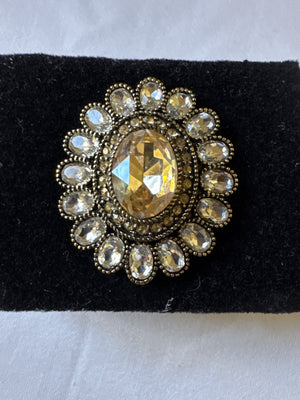 Heidi Daus Signed Dazzling Delight Cuff And Ring (size 11) Golden Stones