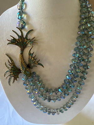 Heidi Daus Signed In The Swim Beaded Crystal Fish Necklace