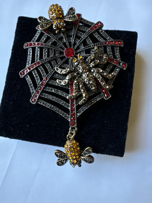 Heidi Daus Signed Spider Rhinestone Pin